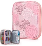 Katech Crochet Hook Case-Empty Zipper Bags Portable Travel Crochet Storage Bag Organizer with Web...