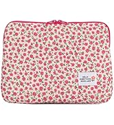 HICARRY Puffy Laptop Sleeve Case Cute Computer Bag, 14 Inch Flower Printed Quilted Laptop Carryin...