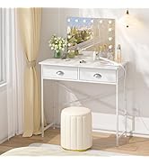 Small Vanity Desk No Mirror for Kids Bedroom, 31.5 Inch Vanity Table with Drawers, Makeup Vanity ...