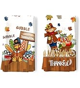 Arquiel Fall Thanksgiving Cute Turkey Tea Towels, Cotton Kitchen Towel 18.9 × 27.5 Inch, Quick Dr...