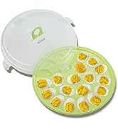 HANSGO Deviled Egg Tray Platter, Round Egg Tray Devil Egg Carrier with Lid for Party Favor Thanks...