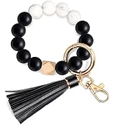 UpUDo Keychain Bracelet Wristlet, Silicone Beaded Key Ring Bracelet with Card Wallet, Elastic Key...