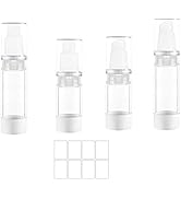 Portable Mini Empty Bottle Airless Pump Bottles Empty Bottle with 8 Blank Labels, Vacuum Empty Bo...