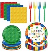 96PCS Building Blocks Birthday Party Supplies Building Blocks Themed Party Decorations Colorful P...