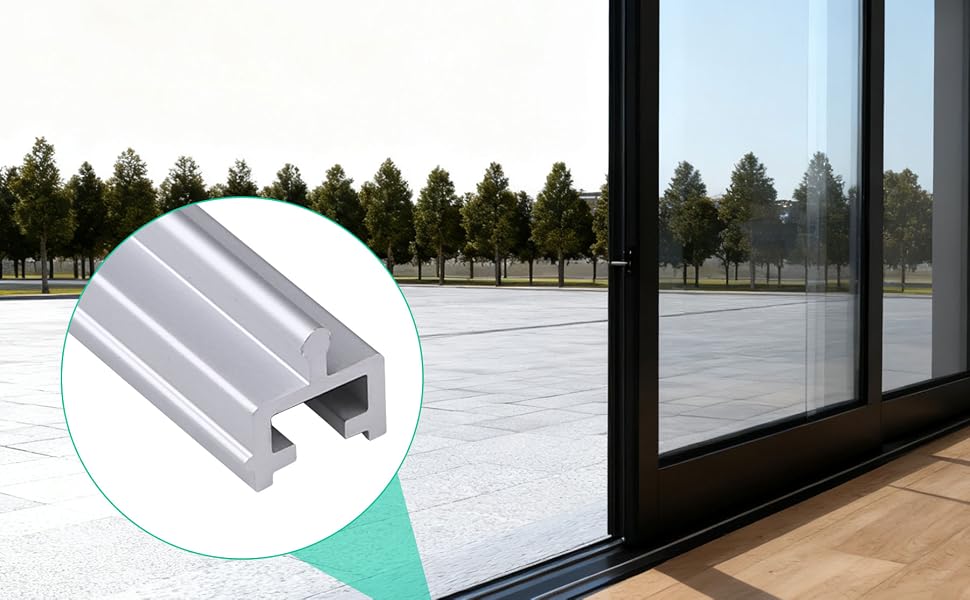 Universal track design for easy replacement of most sliding screen and patio doors.