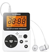 Pocket AM FM Radio Portable with Stereo Earphone, Battery Operated Radio by 2 AAA, Manual Preset,...
