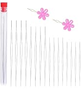16 Pcs Big Eye Beading Needles 4 Sizes Beading Needles, Seed Beads Needles Open Beading Embroider...
