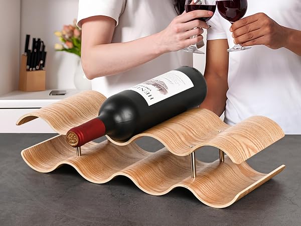 2 Tier Wooden Countertop Wine Rack