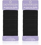 JASVERLIN Small Hair Elastics, Black Hair Ties Ponytail Holder Fine Thin Medium Hair No Pull Long...