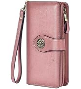 Travelambo Womens Wallet RFID Blocking Large Capacity Clutch Leather Wristlet Long Purse Multi Ca...
