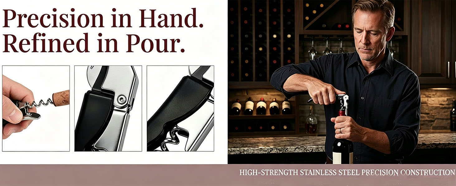 Sommelier using a professional waiter corkscrew to open wine