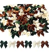 Mini Velvet Christmas Bows for Gift Wrapping, 90Pcs Tiny Bows for Crafts, Mini Bows for Tree Deco...