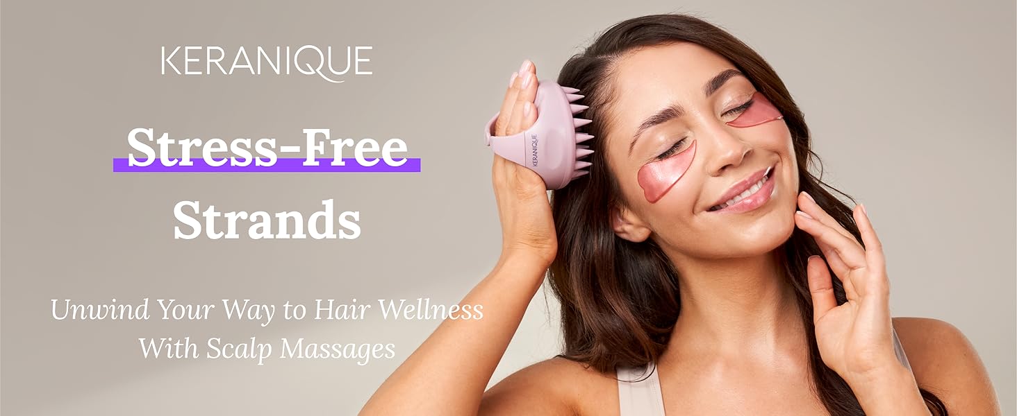 Keranique Scalp Massager Silicone Head Scrubber Hair Growth Stimulator Shower Massage Stress Relax.