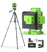 Huepar Laser Level 4x360 Self Leveling with 60" Tall Tripod, 4D Green Cross Line Lazer Leveler To...
