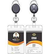KTRIO 2 Pack Retractable ID Badge Holder with Clip Badge Reels, Clear ID Card Holder with 24" Pul...