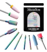 MelodySusie 10Pcs Nail Drill Bits Set, 3/32'' Tungsten Carbide & Ceramic Efile Bits for Acrylic G...