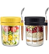 CGHWBEA Overnight Oats Container - Yogurt Oatmeal Glass Canning with Lids and Spoon, 10 oz Cereal...