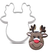 LILIAO Christmas Reindeer Face Cookie Cutter Set - 4 inches - Stainless Steel
