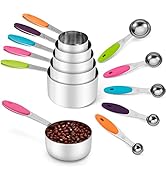 Joyhill Stainless Steel Measuring Cups and Spoons Set of 10 Piece, Nesting Metal Measuring Cups S...