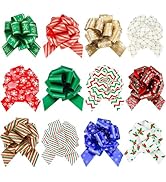 Doitory 24Pcs Christmas Bows for Gift Wrapping Multicolor 5" Wide Pull Bow Wrapping Accessory for...
