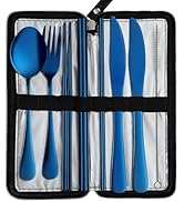 DEVICO Camping Utensils, Full-Size Reusable Silverware with Steak Knife, Boba Straw, Stainless St...