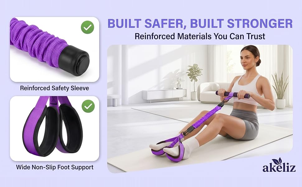 Heavy-duty resistance band with anti-slip handles and reinforced stitching for durability