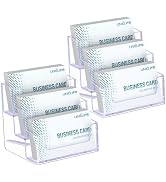 Uniclife 2 Pack Acrylic Business Card Holder for Desk 3 Slots Clear Business Card Display Stand f...
