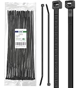 HS UV Protected Zip Ties 12 Inch (100 Pack) Self Locking Strong Plastic Wire Ties 12 Inch Black N...