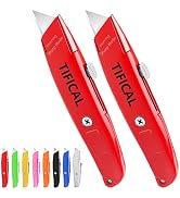 TIFICAL 2-Pack Box Cutter, Aluminum Alloy Utility Knife, Box Cutter Retractable for Cutting Boxes...