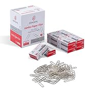 PAPERPAL Jumbo Paper Clips Nonskid, 1000 Large Paper Clips (10 Boxes of 100 Each), Bulk Paperclip...
