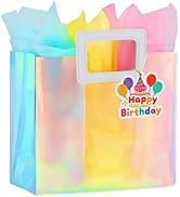 VUOJUR 11'' Medium Birthday Gift Bag with Tissue Paper and Happy Birthday Gift Tag for Girl Colorful
