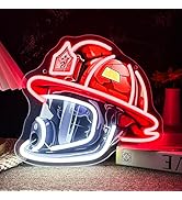 mutank Firefighting Helmet Neon Sign, Pop Art Neon Light USB Powered LED Dimmable, for Hero Wall ...