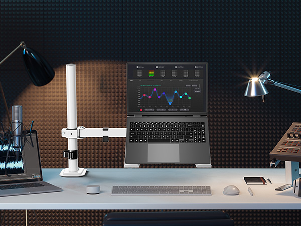 laptop desk mount arm used in music studio