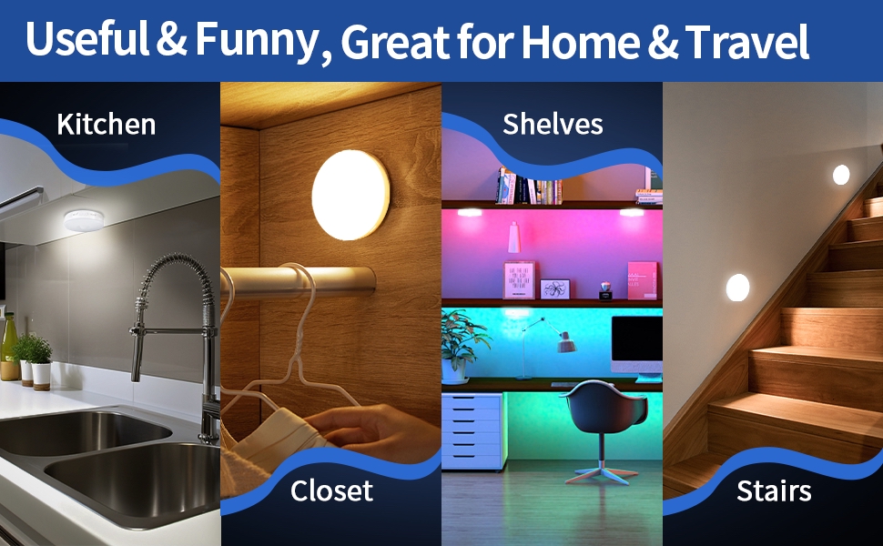 great for closet, cabinet, stair, shelf, pantry, etc.