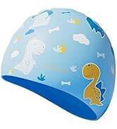 Kids Swimming Cap Silicone Swimming Cap for Boys Girls Children Teenagers (3-12 Years Old) Ear Co...