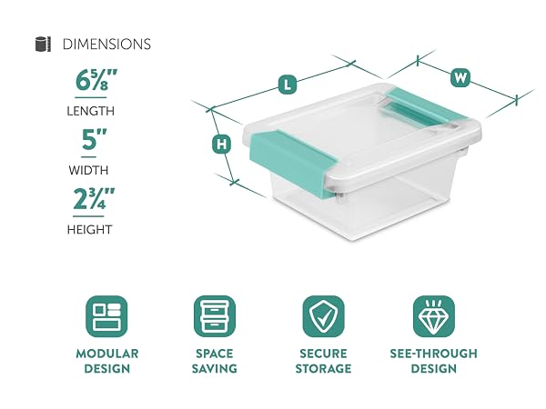 Sterilite Mini Plastic Stackable Storage Bin w/ Clear Latch Lid, Clear (12 Pack) FI 6 M