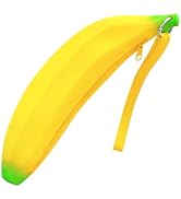 WisePoint 3D Cute Banana Silicone Pouch, Fruit Purse with Wrist and Zipper for Coin, Key, Pencil,...