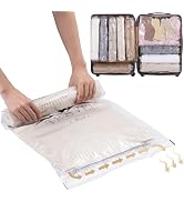 TAILI 12 Pack Travel Compression Bags, Clear Roll Up Space Saver Bags (6 Large, 6 Medium), No Vac...
