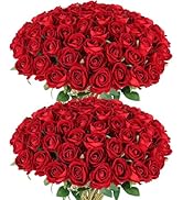 60 Velvet Silk White & Burgundy Red Artificial Roses - Bulk Pack for Wedding, Bridal, Mother's Da...