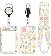Cute Florals ID Badge Holder Lanyard for ID Badge Keys Plants Retractable Keychain Heavy Duty Bad...