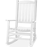 Besunbar Wood Outdoor Rocking Chair, Oversized Patio Rocking Chair w/400lbs Support & High Backre...