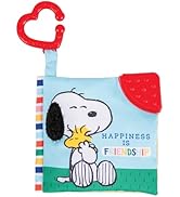 Kids Preferred Peanuts Snoopy Baby Stuff Fun Crinkle Book with On The Go Travel Clip Teether Soft...