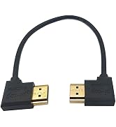 Halokny Haokiang HDMI Cable, 19 Inch High Speed HDMI Male to Male 90 Degree Left to Right Angle A...