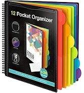 KTRIO 12 Pocket Poly Project Organizer, Round Tab Binder Organizer Spiral Project Folder Multi Po...