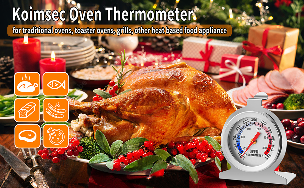 Oven Thermometer Grill Fry Chef Smoker Instant Read Stainless Steel Kitchen Cooking Thermometer