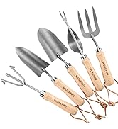 WORKPRO Garden Tool Set, 5 Piece Heavy Duty Steel Gardening Tools Kit with Wooden Handle, Include...