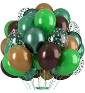 Brown and Green Balloons, 12 Inch Coffee Brown Emerald Dark Metallic Green Confetti Balloons for ...