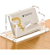 SANRUI 2 Pack Acrylic Business Card Holder for Desk, Clear Horizontal Name Card Stand for Women a...