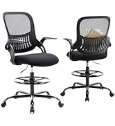 DUMOS Drafting Chair for Standing Desk, Counter Height Adjustable, Flip-up Arms, Ergonomic Mid Ba...