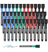 SUQJOY Magnetic Dry Erase Markers with Eraser Caps, 1-2mm Bullet Tip, Low Odor Quick Dry Ink, 4 C...